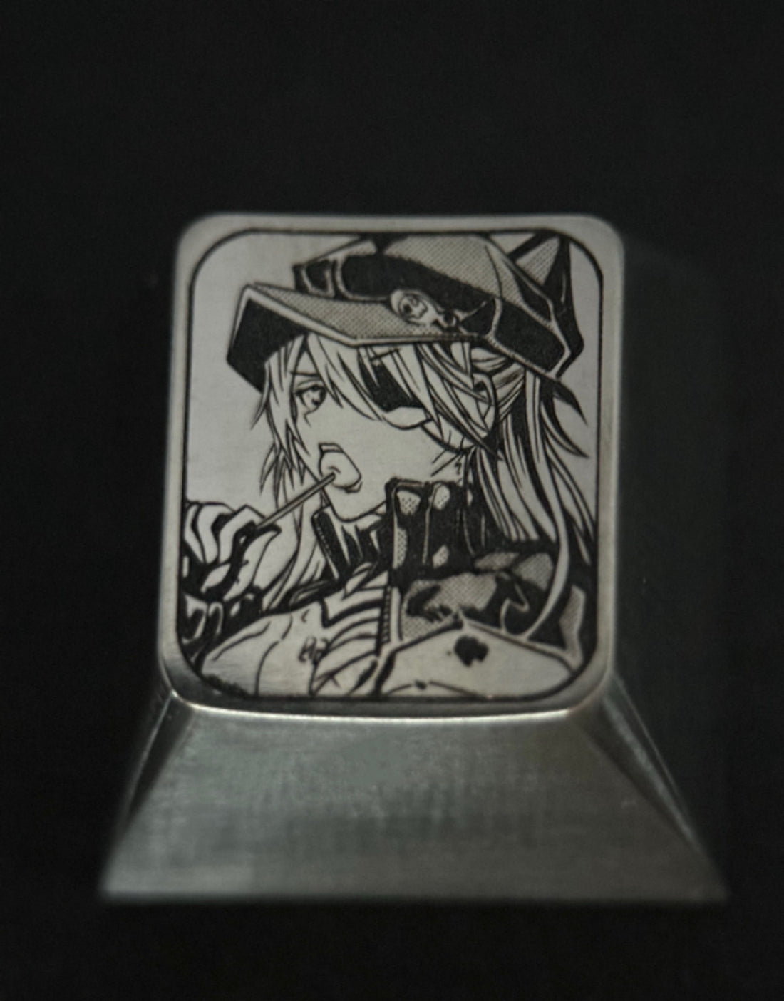 EVA， Asuka, 2 styles, black and white carved titanium alloy 1U personalized keycaps, metal decorative keycaps, anime peripheral keycaps
