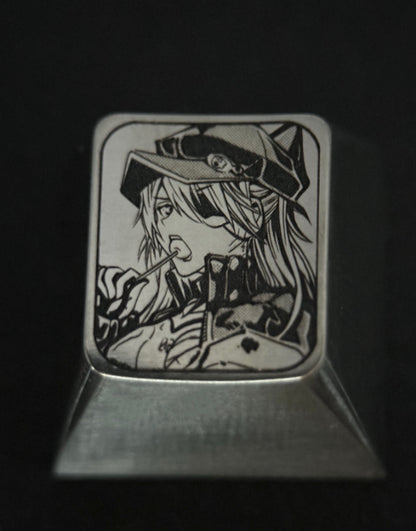 EVA， Asuka, 2 styles, black and white carved titanium alloy 1U personalized keycaps, metal decorative keycaps, anime peripheral keycaps