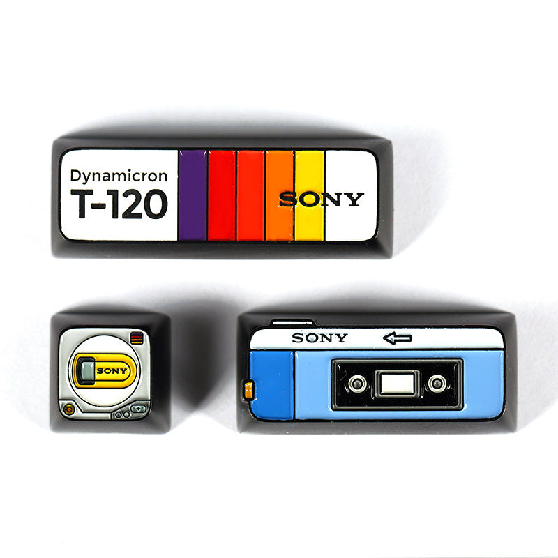Baking paint zinc alloy material retro music series personalized keycaps, retro sentiment CD machine theme metal keycaps