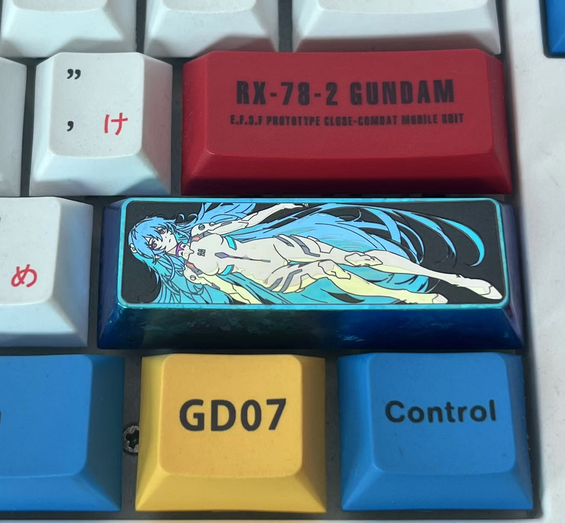 Ayanami Rei, 2.75U titanium alloy carved keycaps, anodized color, personalized keycaps/decorative keycaps
