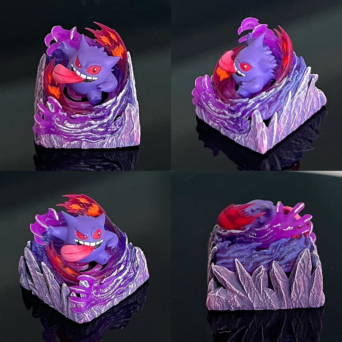 gengar， Three colors, 13 styles, Crystal drops of glue personalized keycaps, game anime art keycaps, decorative keycaps
