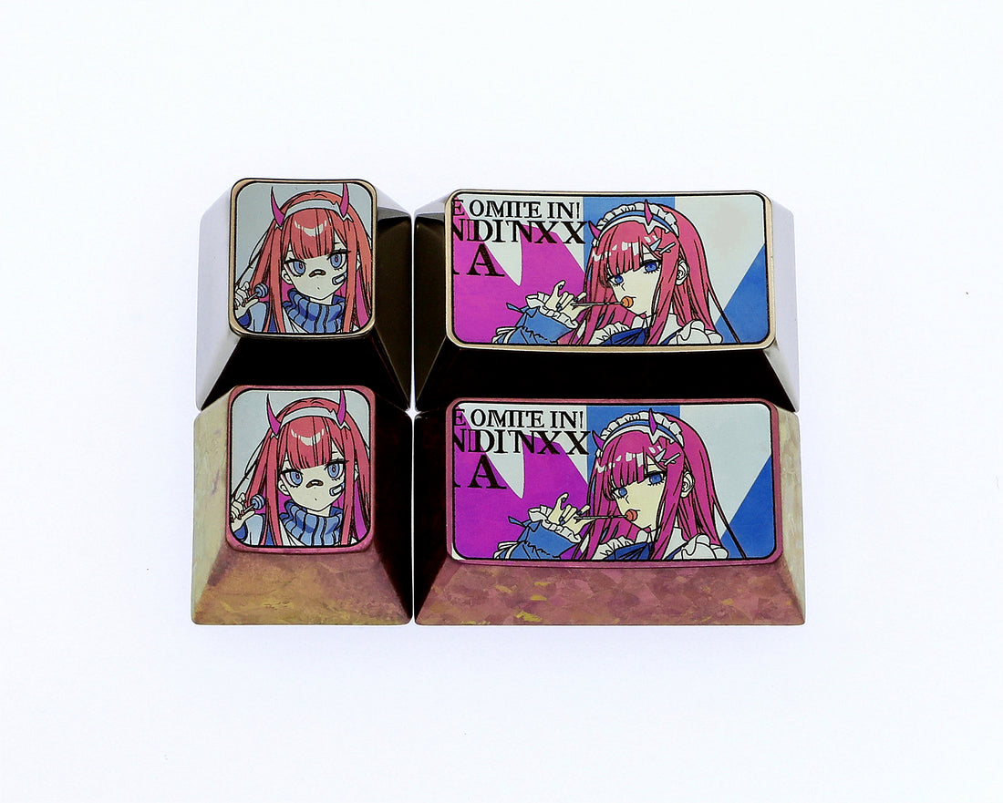 DARLING in the FRANXX, 02, 1U+1.75U titanium alloy personalized keycaps, keyboard decorative keycaps.