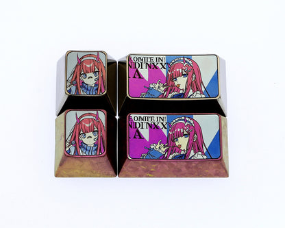 DARLING in the FRANXX, 02, 1U+1.75U titanium alloy personalized keycaps, keyboard decorative keycaps.