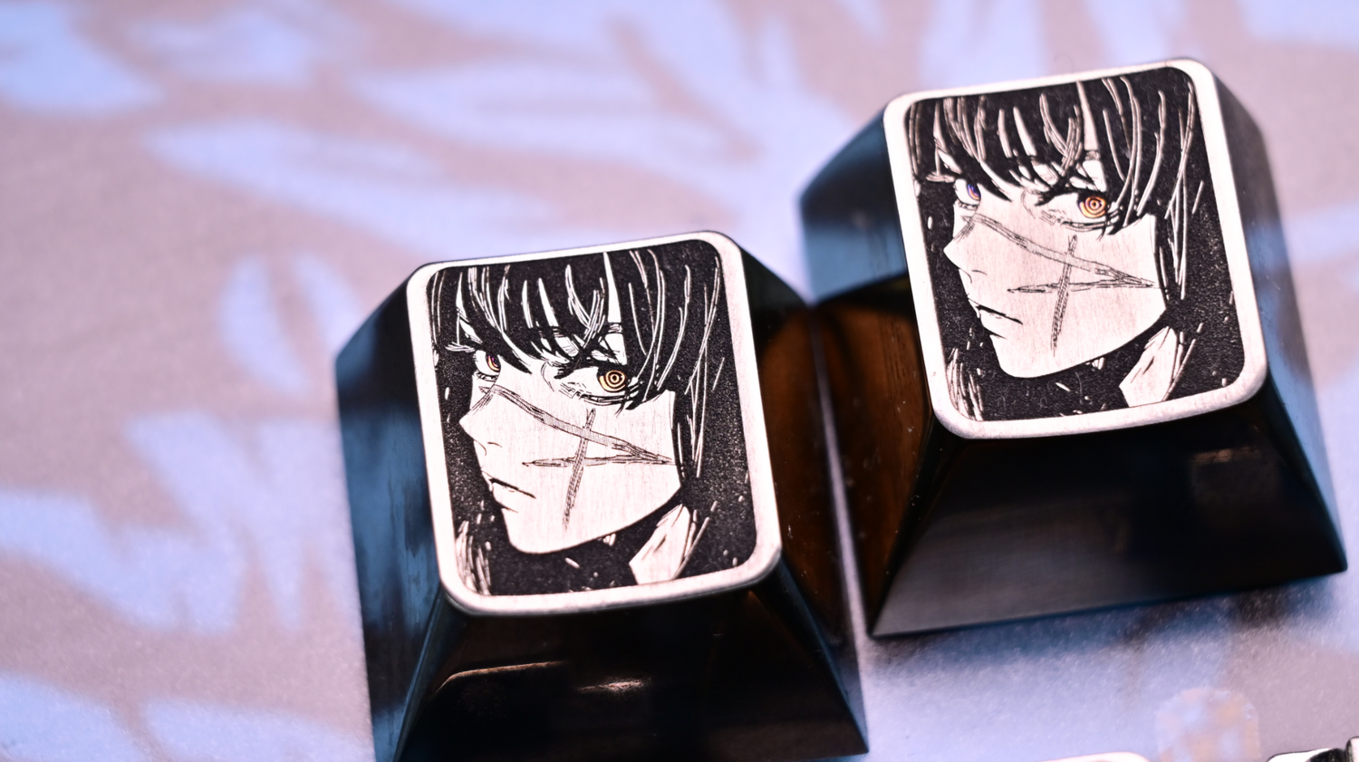 Chainsaw Man, Yoru, 1U solid carving, pointillism, titanium alloy personalized keycaps, metal keycaps for anime and gaming peripherals