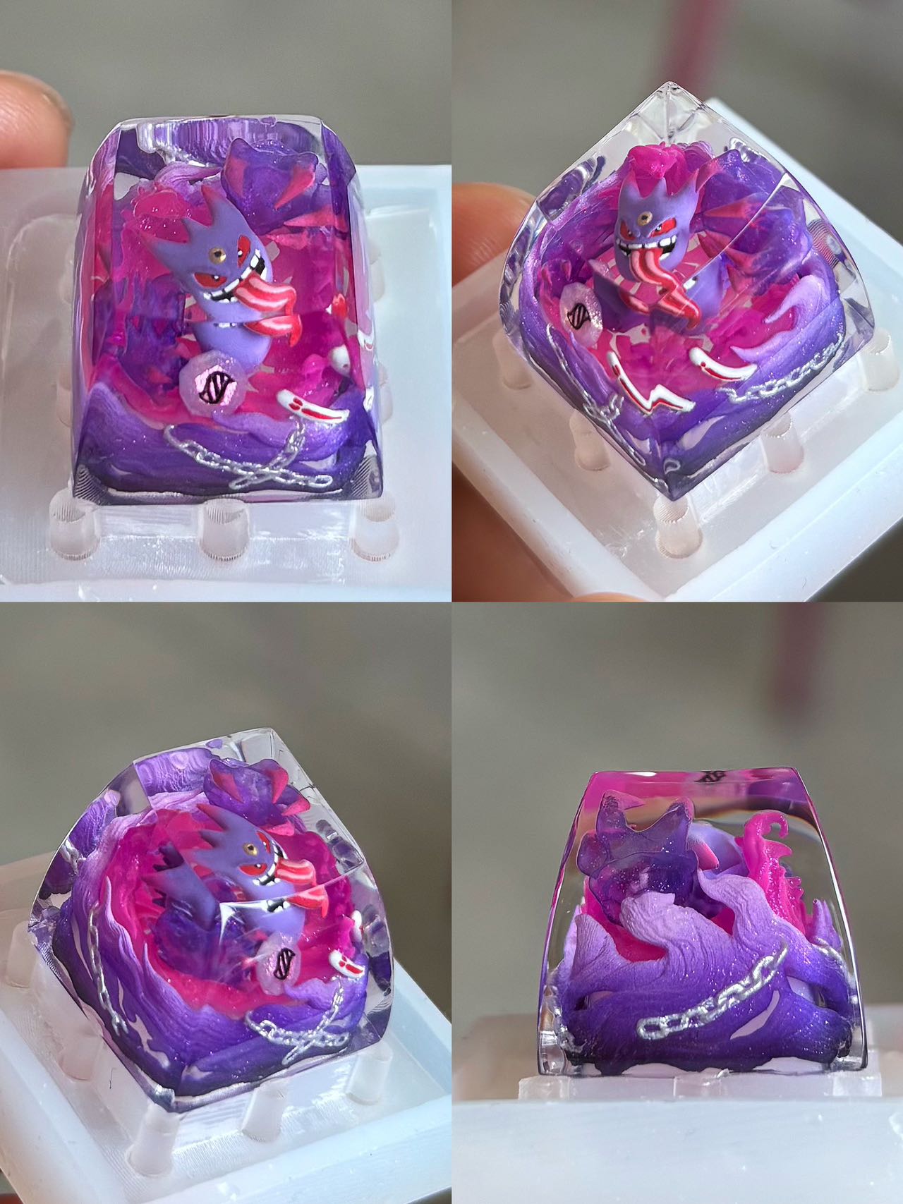 Crystal drops of glue material, mega gengar， Resin artisankeycaps pers ...