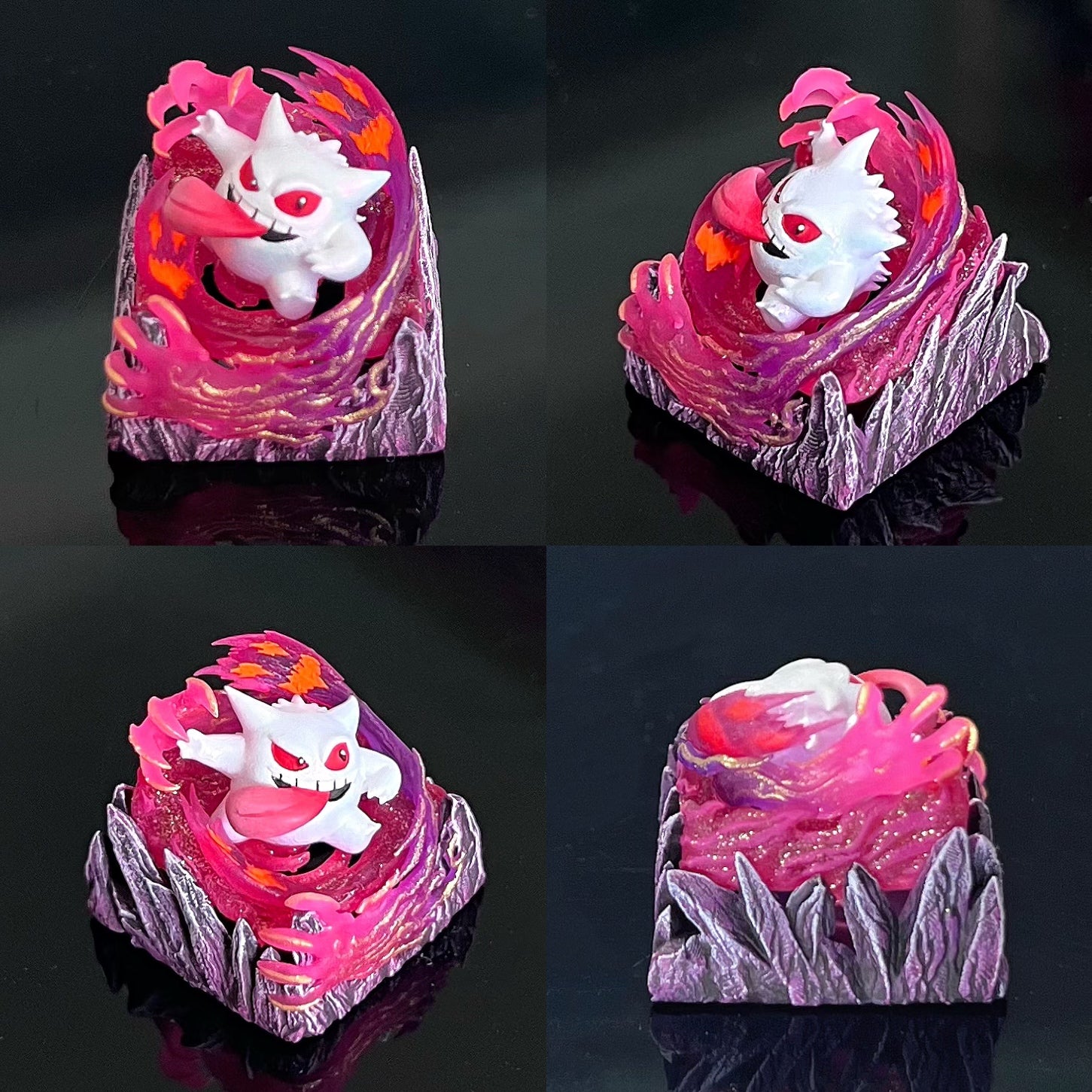 gengar， Three colors, 13 styles, Crystal drops of glue personalized keycaps, game anime art keycaps, decorative keycaps