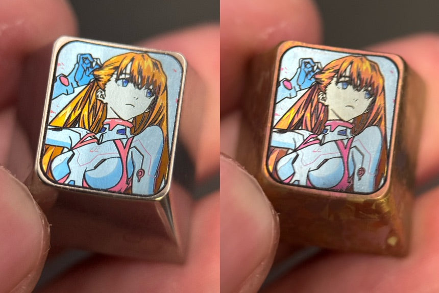 EVA， Asuka, 1U secondary creation titanium alloy personalized keycaps, mechanical keyboard keycaps around anime and game characters