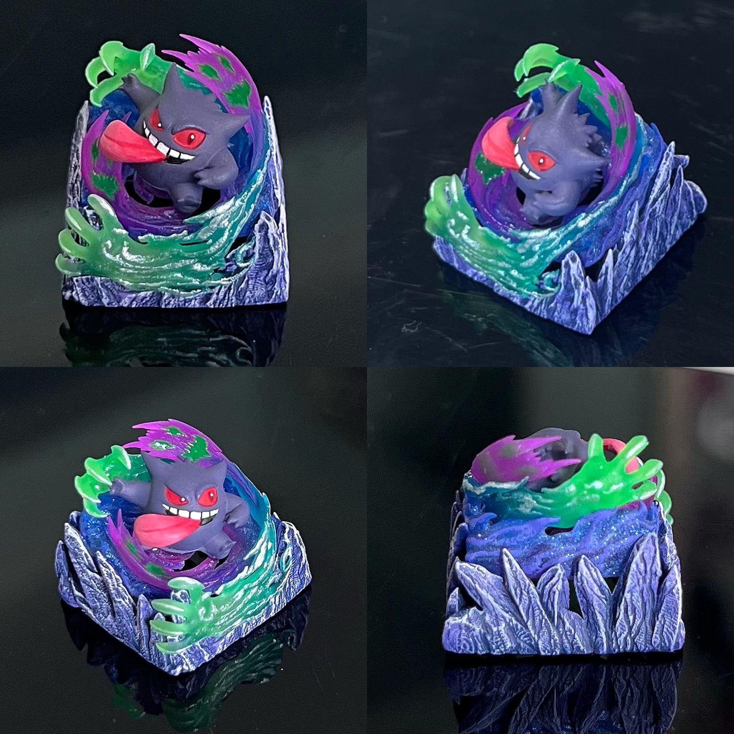 gengar， Three colors, 13 styles, Crystal drops of glue personalized keycaps, game anime art keycaps, decorative keycaps
