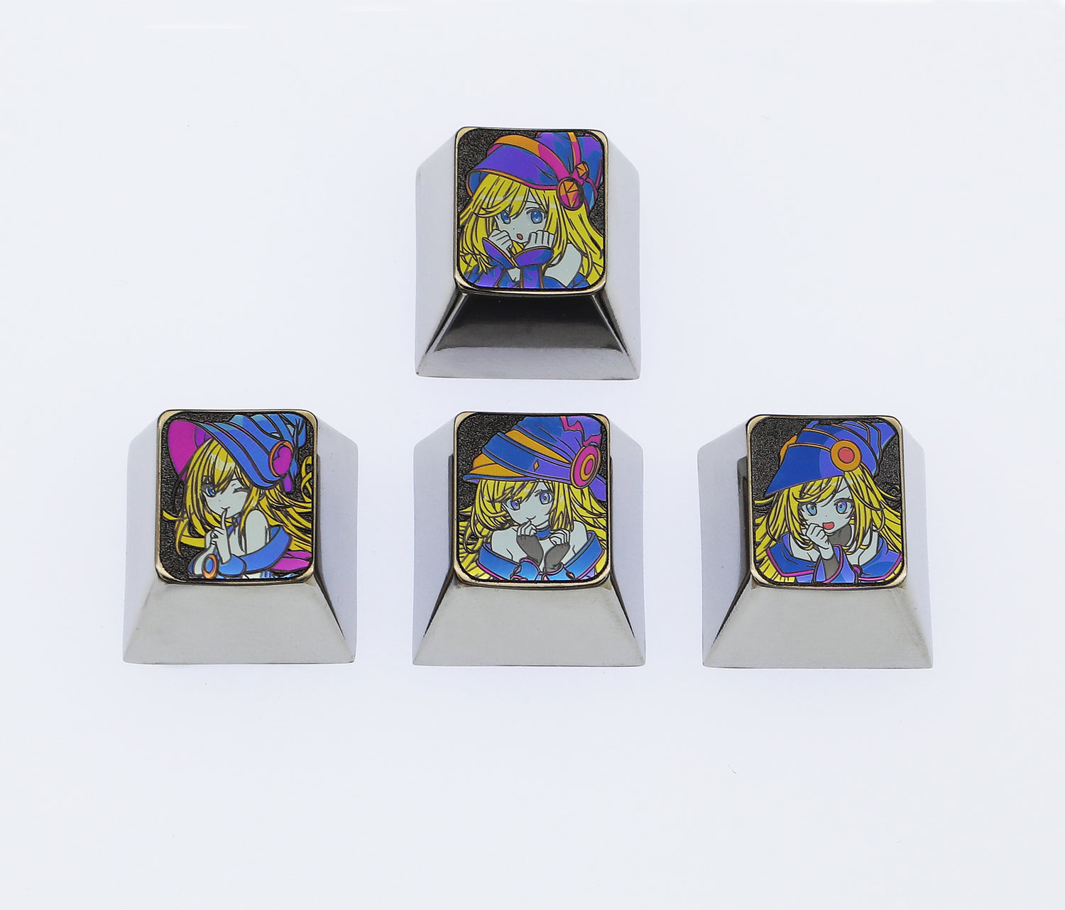 Black Mage Girl, 1U+directional key set, titanium alloy carved metal keycaps, personalized keycaps, mechanical keyboard decorative keycaps