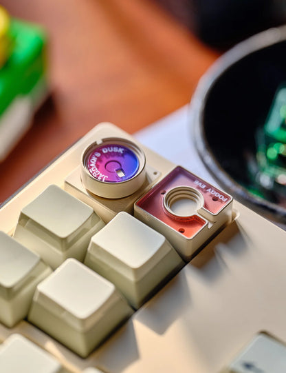 Reflection keycap set, aluminum alloy+replaceable acrylic sheet, rotatable personalized keycap