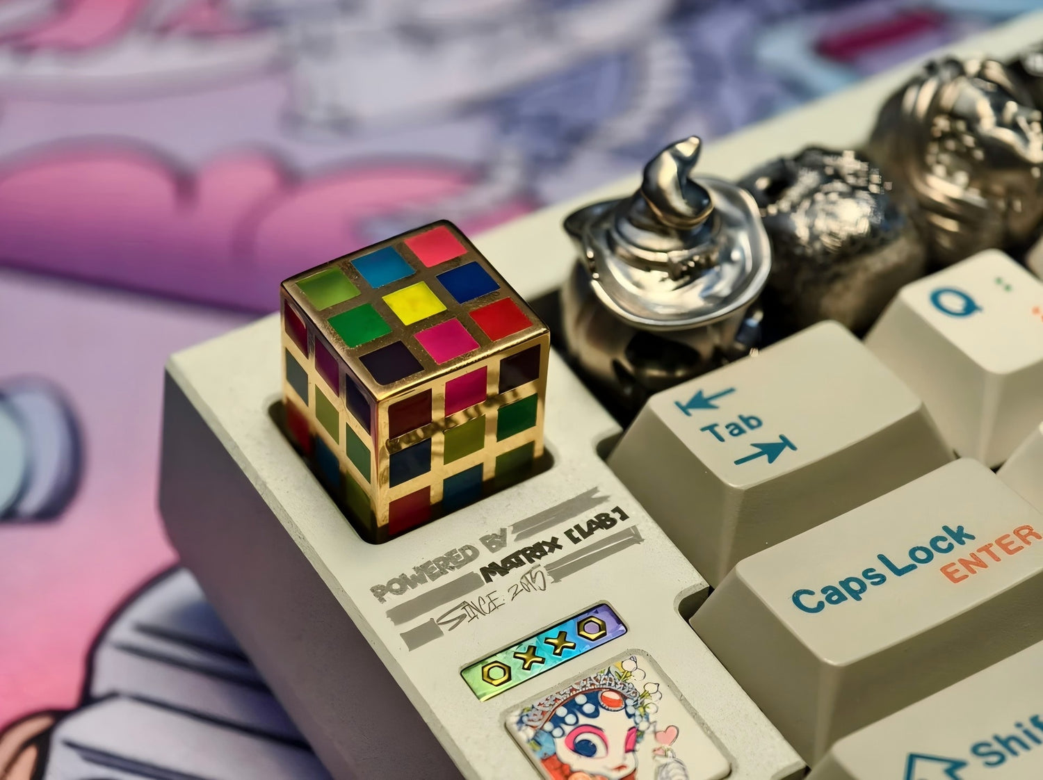 Cube keycaps, metal frame, enamel craftsmanship, rainbow translucent, personalized keycaps, keyboard decorative keycaps