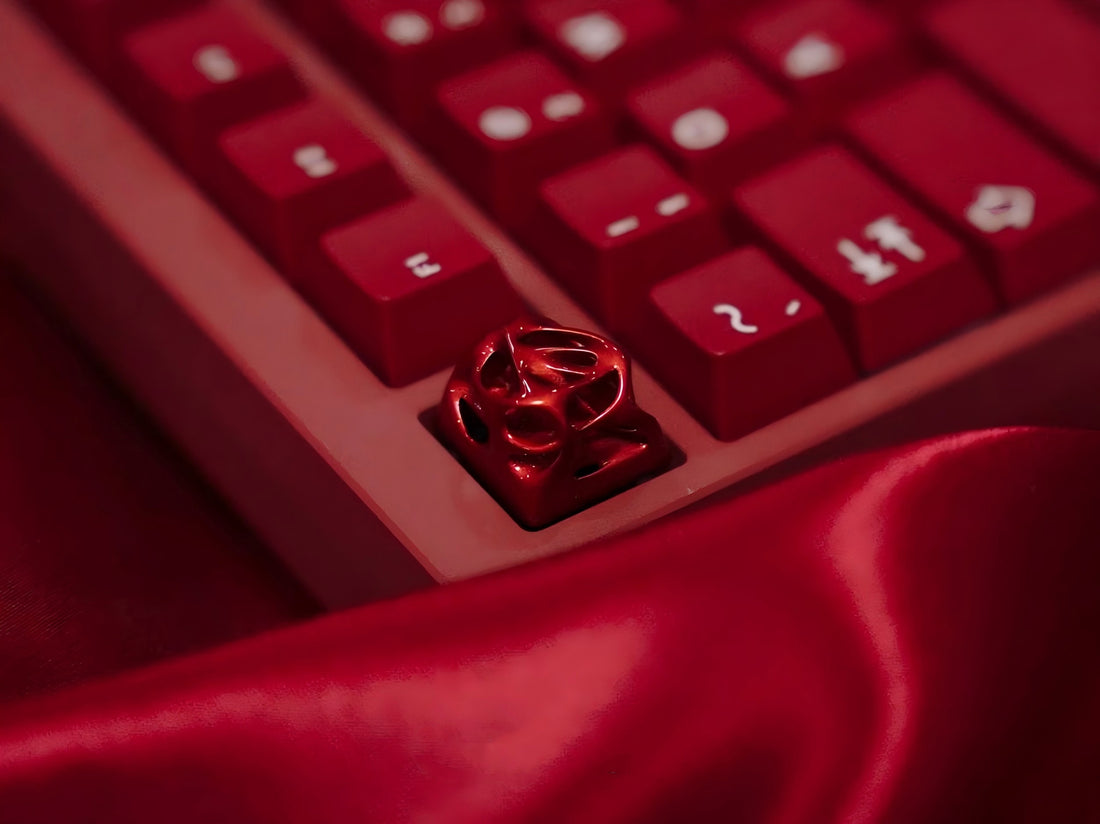 Scarlet hollowed out 925 sterling silver, electrophoretic color personalized keycaps,