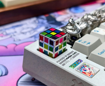 Cube keycaps, metal frame, enamel craftsmanship, rainbow translucent, personalized keycaps, keyboard decorative keycaps
