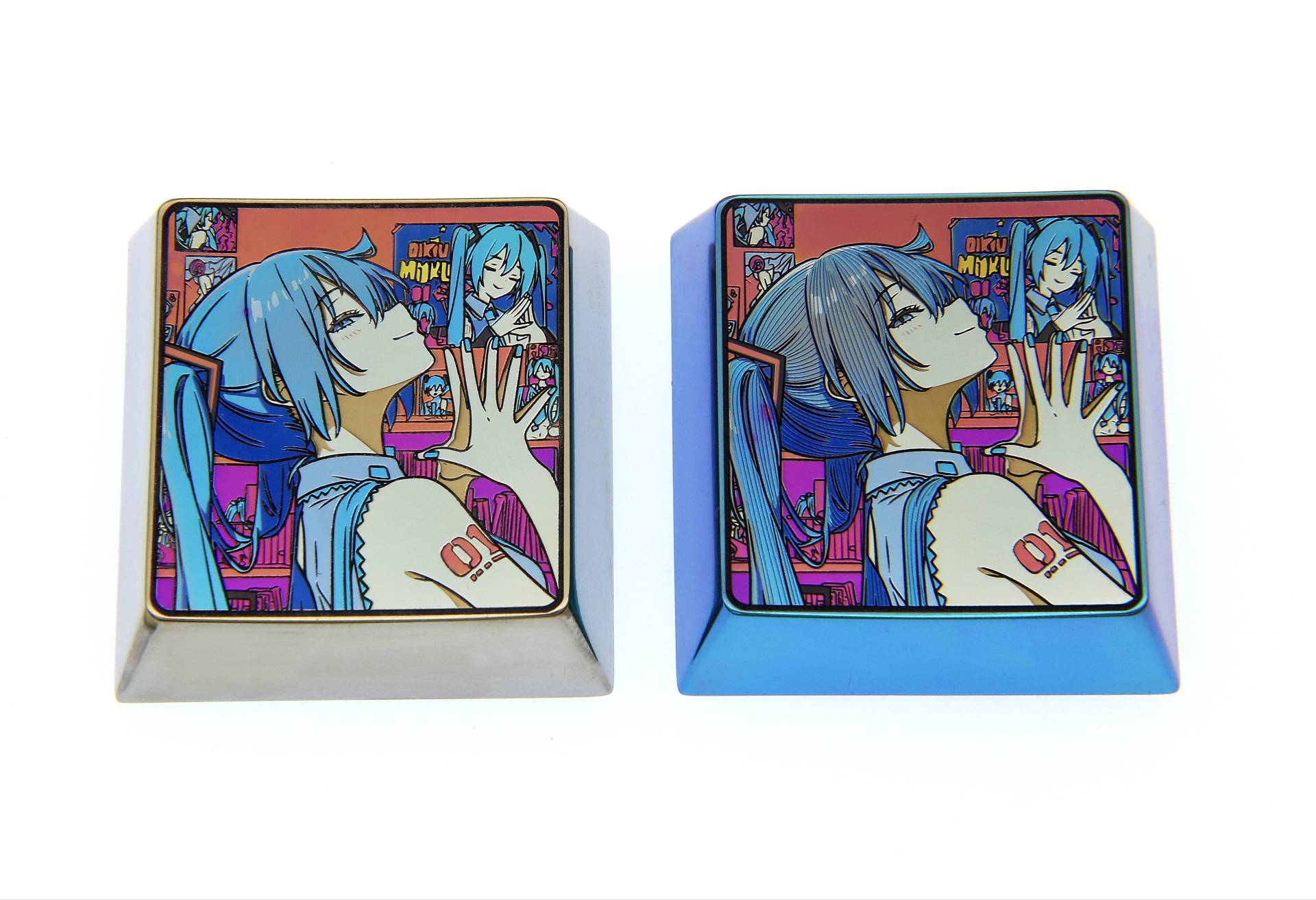 Hatsune Miku 4U titanium alloy personalized keycaps, metal decorative ...