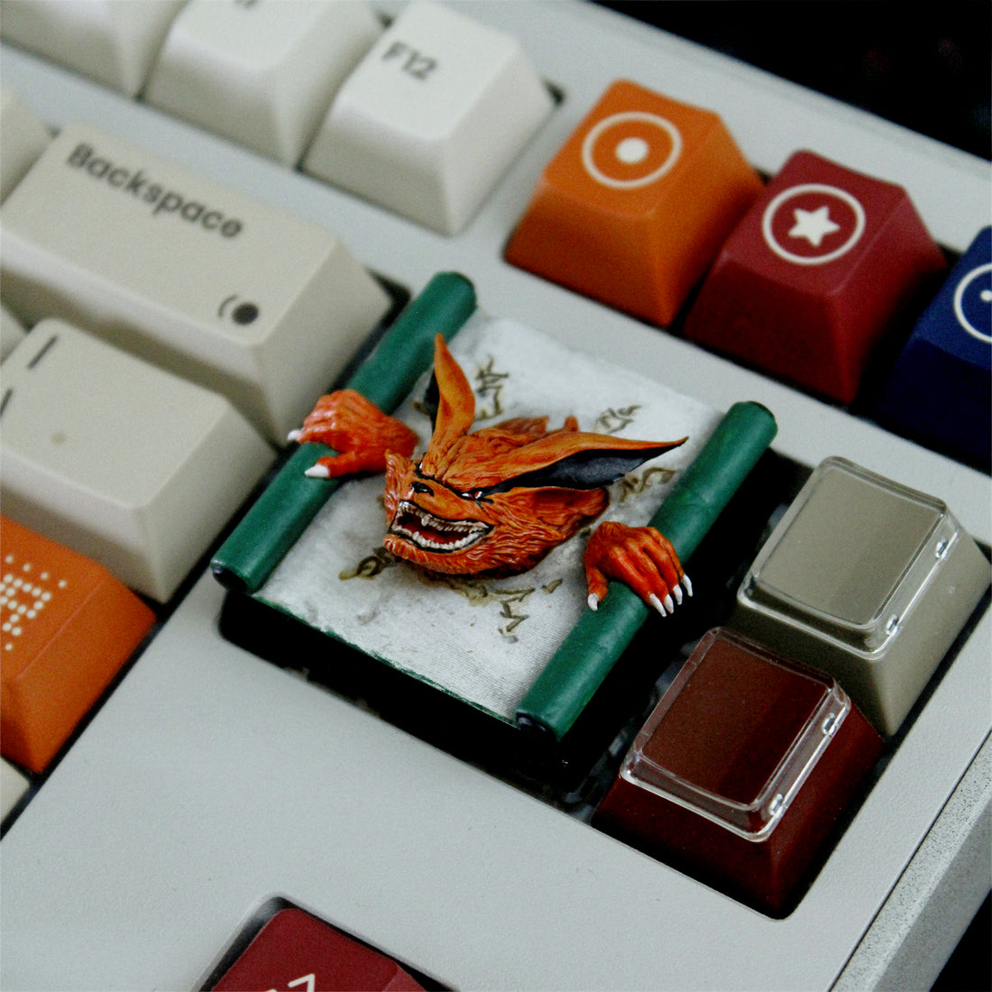 Naruto, Kurama， Sealed scroll, resin coated 4U personalized keycaps, keycaps for anime and gaming peripherals
