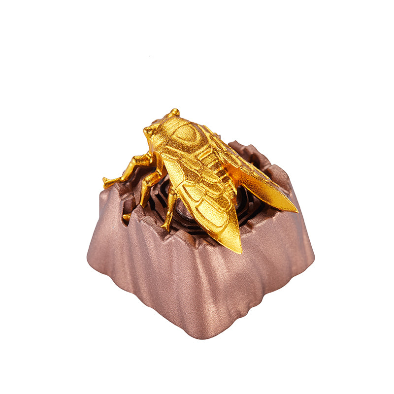 Golden cicada aluminum alloy, metal anode personalized keycaps, decorative translucent metal keycaps