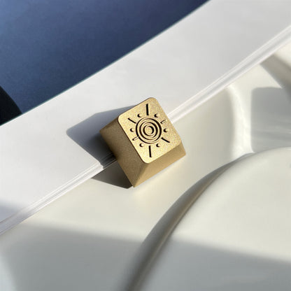 Aluminum alloy CNC keycaps, mysterious sun symbol personalized keycaps, metal anode decorative keycaps