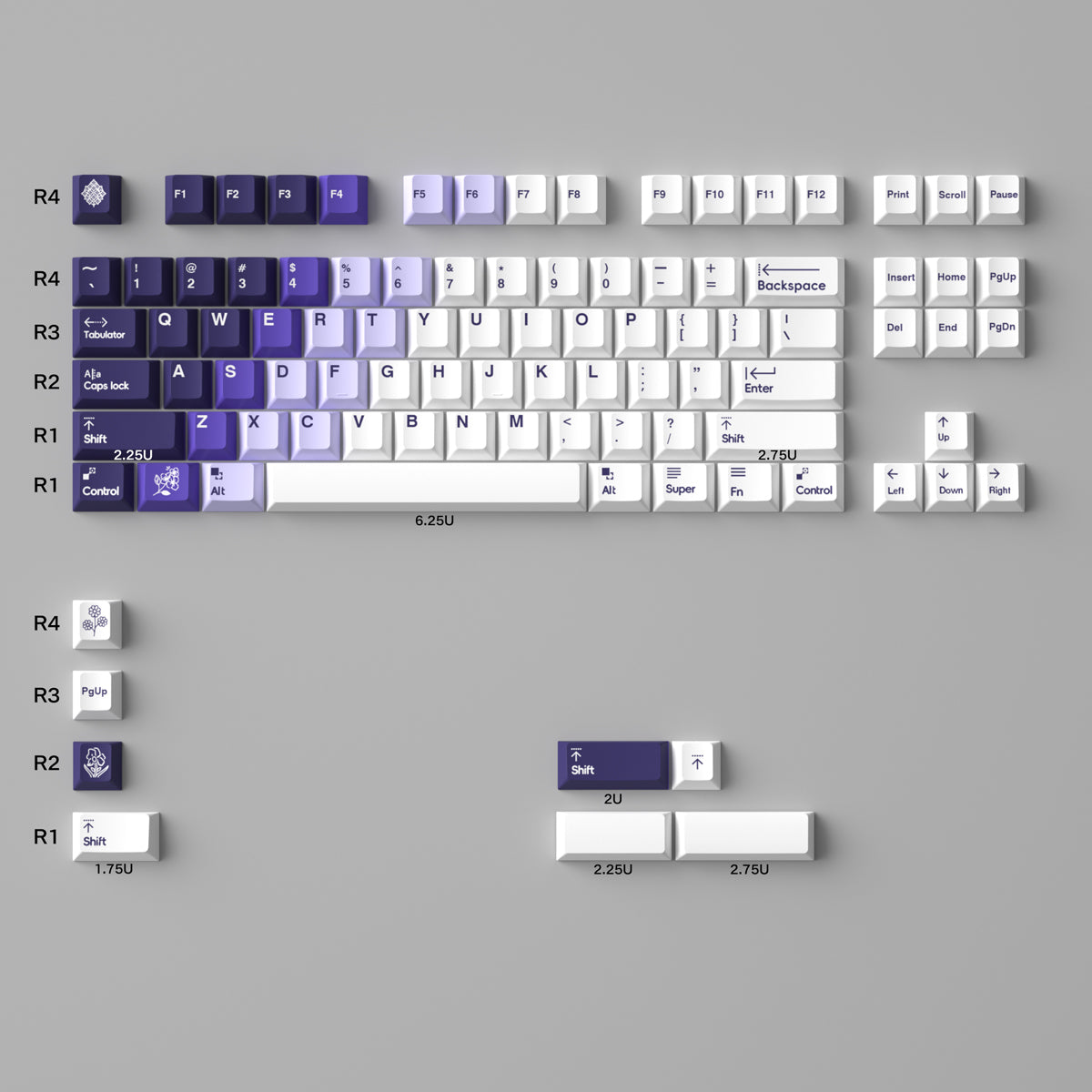 Snowy Mountain Theme Gradient Keycap Transparent PBT Thermal Sublimation PC Pad Printing Original Factory Suitable Mechanical Keyboard