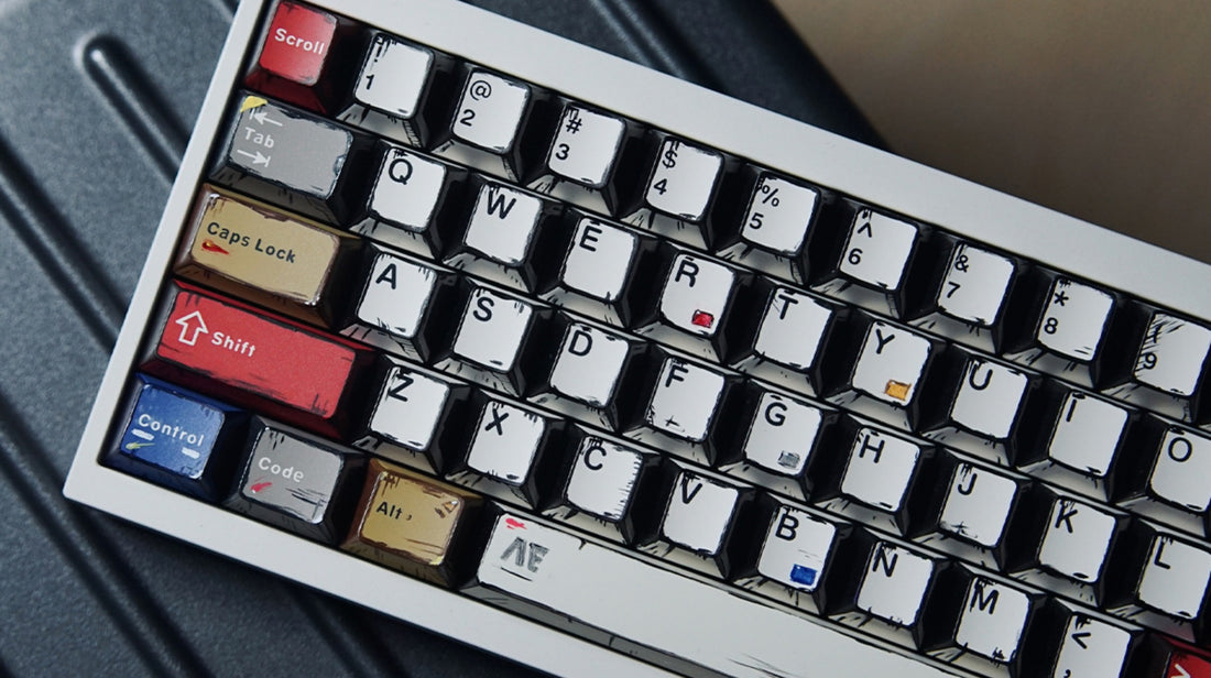 Comic style mixed light keycaps PBT thermal sublimation complete set of original factory highly compatible mechanical keyboard keycaps