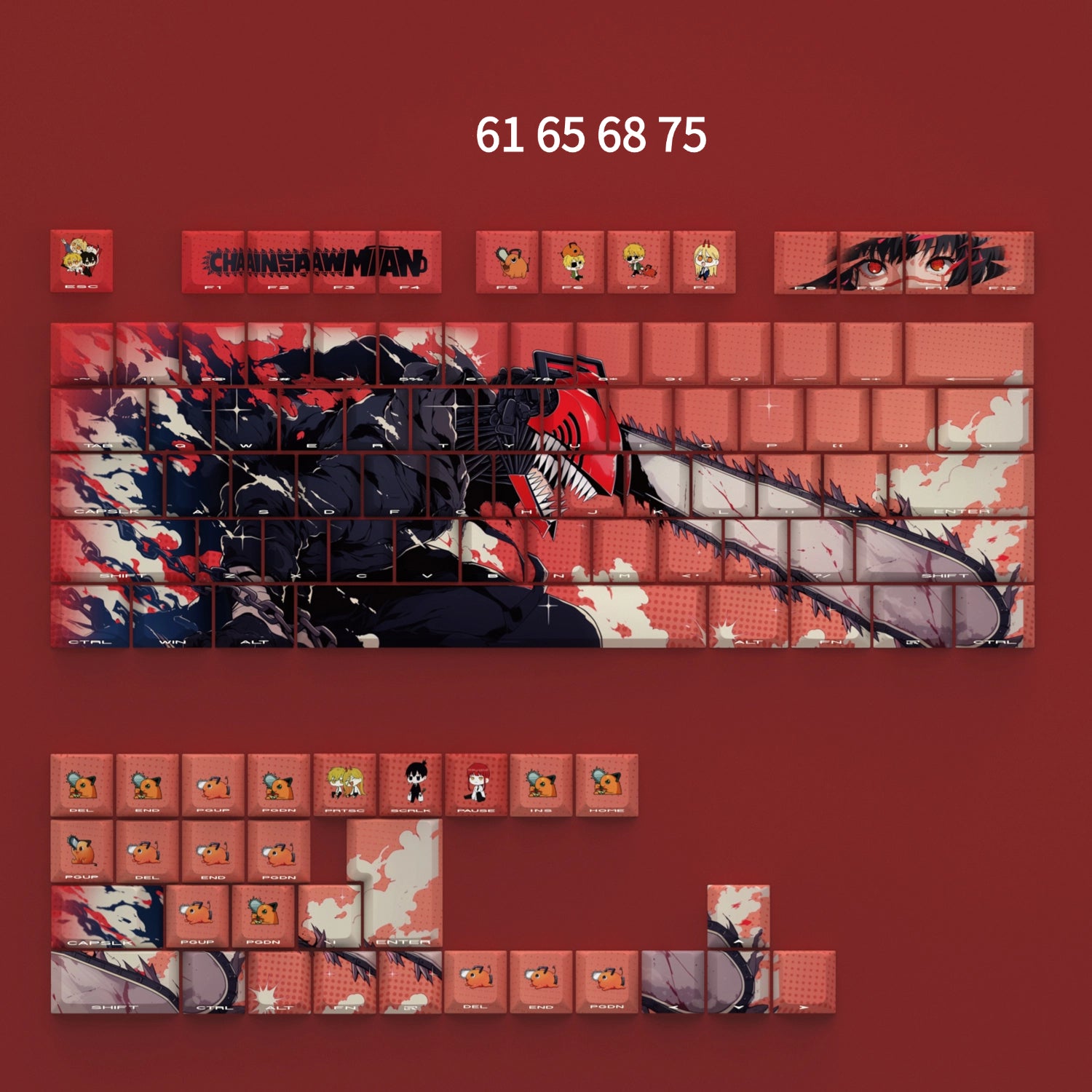 Chainsaw Man, Denji suit keycap, chainsaw man theme keycap, anime side engraved transparent characters