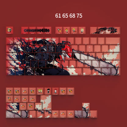Chainsaw Man, Denji suit keycap, chainsaw man theme keycap, anime side engraved transparent characters