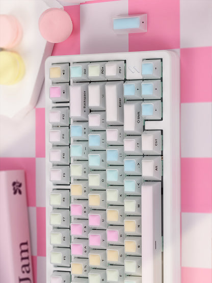 Rainbow gummy mechanical keyboard, keycap, nail art, PC material, side engraved fog, transparent silicone collagen factory height