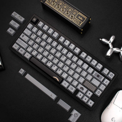 Zen themed rice white/gray/yellow keycaps PBT thermal sublimation original mechanical keyboard keycaps