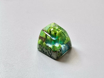 Chinese landscape painting style resin keycaps, seasonal keycaps for spring, summer, autumn, winter, and winter, personalized keycaps for keyboards