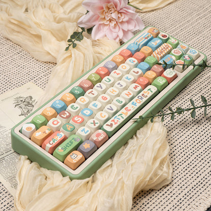 MOA Little Forest Magnetic Axis Mechanical Keyboard Keycaps Cute Cartoon PBT Heat Sublimation Keycaps