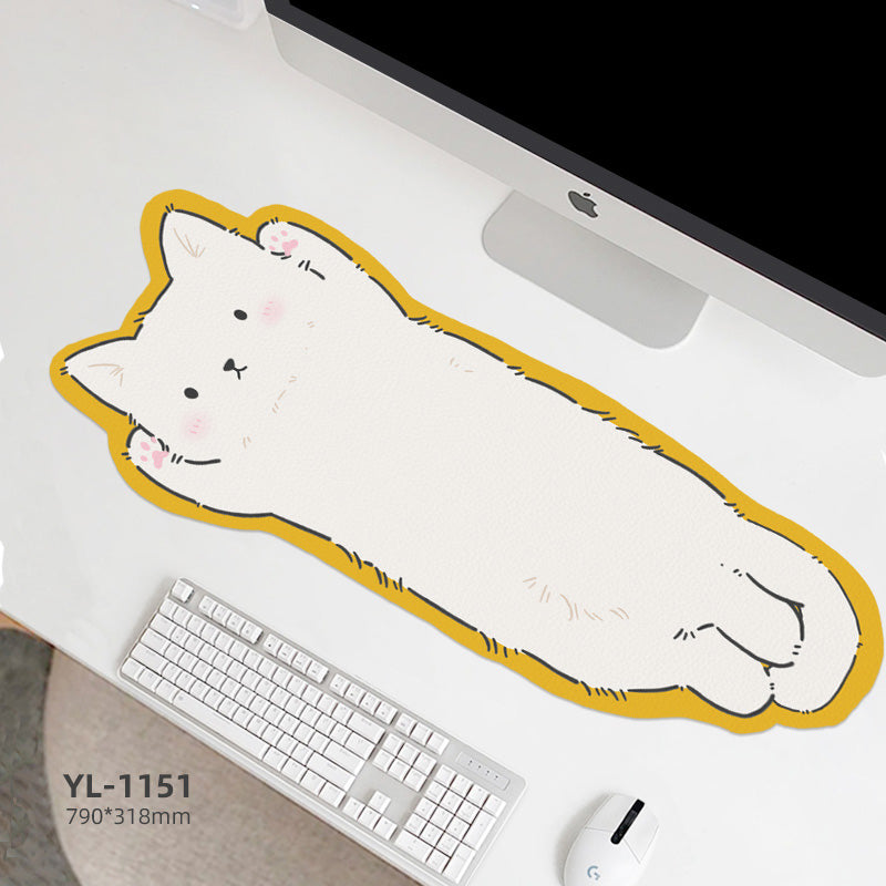 Cute Cat Mouse Pad Irregular Leather Office Desk Pad Computer Keyboard Customizable Waterproof Mouse Pad