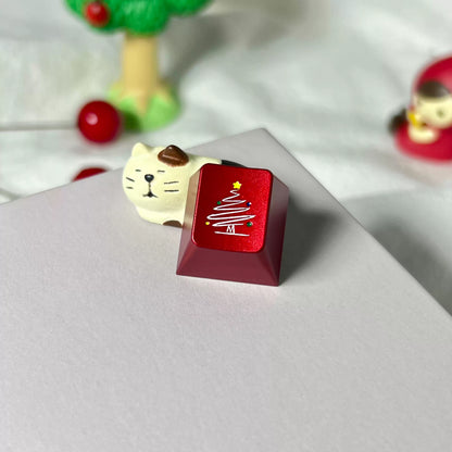 Aluminum alloy anode Christmas, Christmas tree shaped personalized ESC metal keycaps CNC machining keycaps