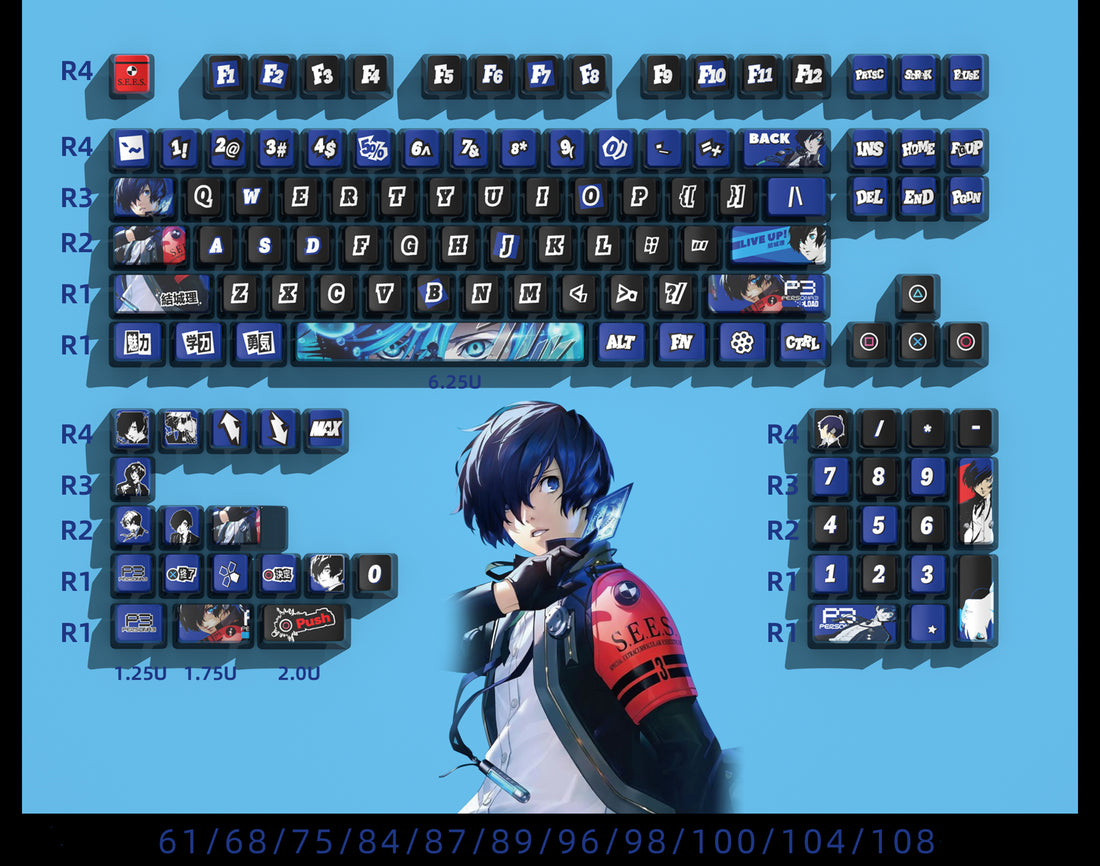 Persona 5, P5, Yuuki Makoto theme set keycap, five side PBT keycap, anime game set keycap