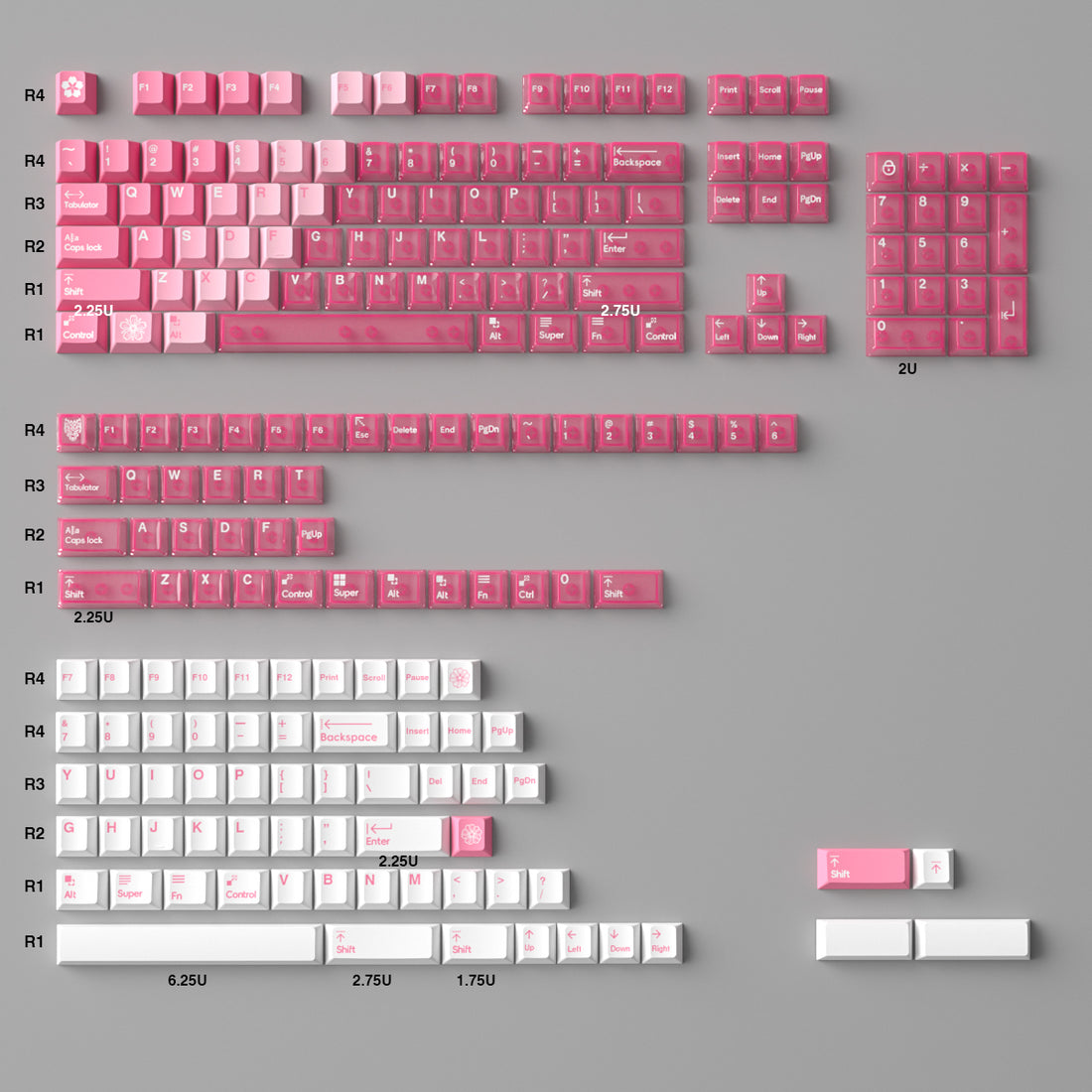 Snowy Mountain Theme Gradient Keycap Transparent PBT Thermal Sublimation PC Pad Printing Original Factory Suitable Mechanical Keyboard