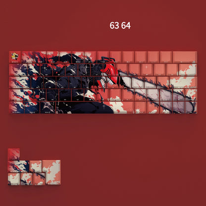 Chainsaw Man, Denji suit keycap, chainsaw man theme keycap, anime side engraved transparent characters