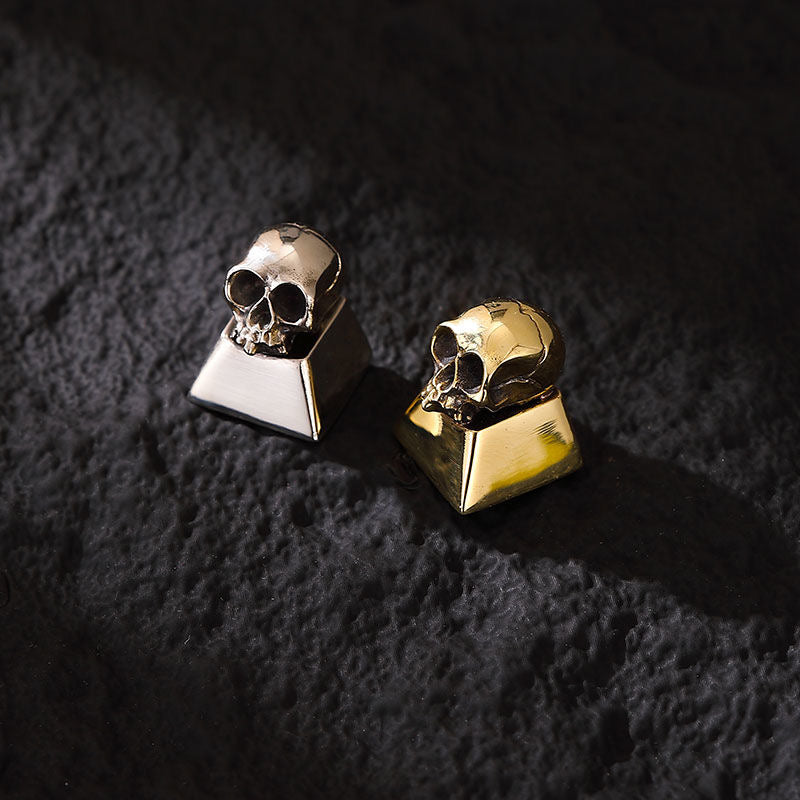 Pure copper skull, unique and niche metal keycaps, metal decorative keycaps, mechanical keyboard art keycaps