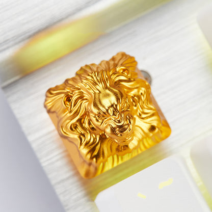 Gold lion aluminum alloy, metal anode personalized keycaps, decorative translucent metal keycaps