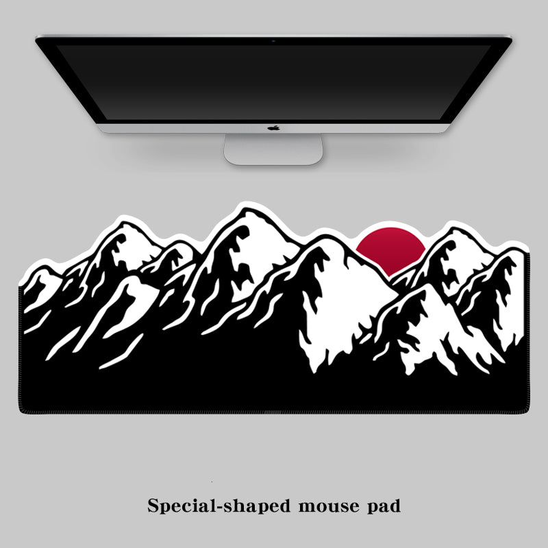Irregular sunrise mountain mouse pad, minimalist black and white thick office desktop pad, computer pad, mouse pad