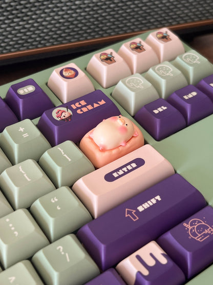 Lying flat pig personality keycap handmade resin cute keycap mechanical keyboard keycap