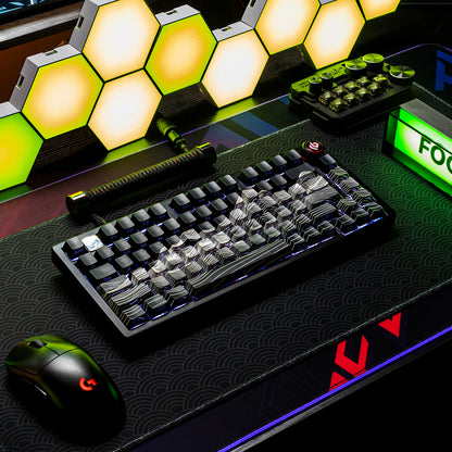 High mountain line keycaps, original factory height side engraved translucent keycaps, PBT side translucent personalized keycaps set