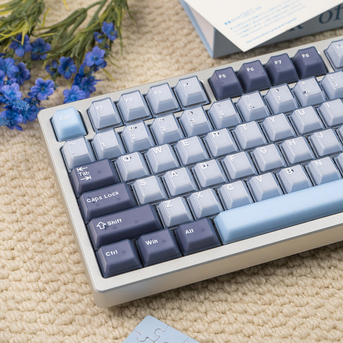 Blue coconut bubble semi transparent mechanical keyboard keycap complete set PBT+PC transparent factory height