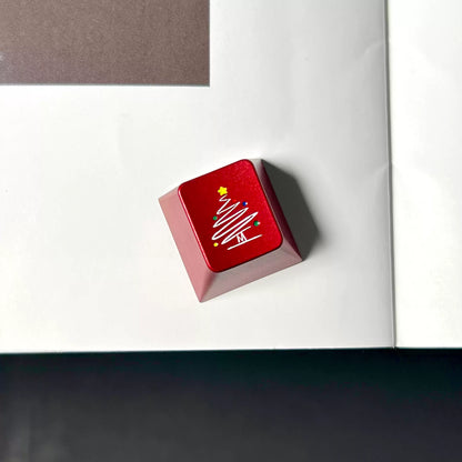 Aluminum alloy anode Christmas, Christmas tree shaped personalized ESC metal keycaps CNC machining keycaps
