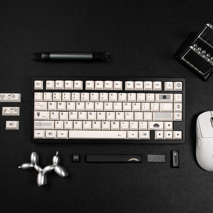 Zen themed rice white/gray/yellow keycaps PBT thermal sublimation original mechanical keyboard keycaps