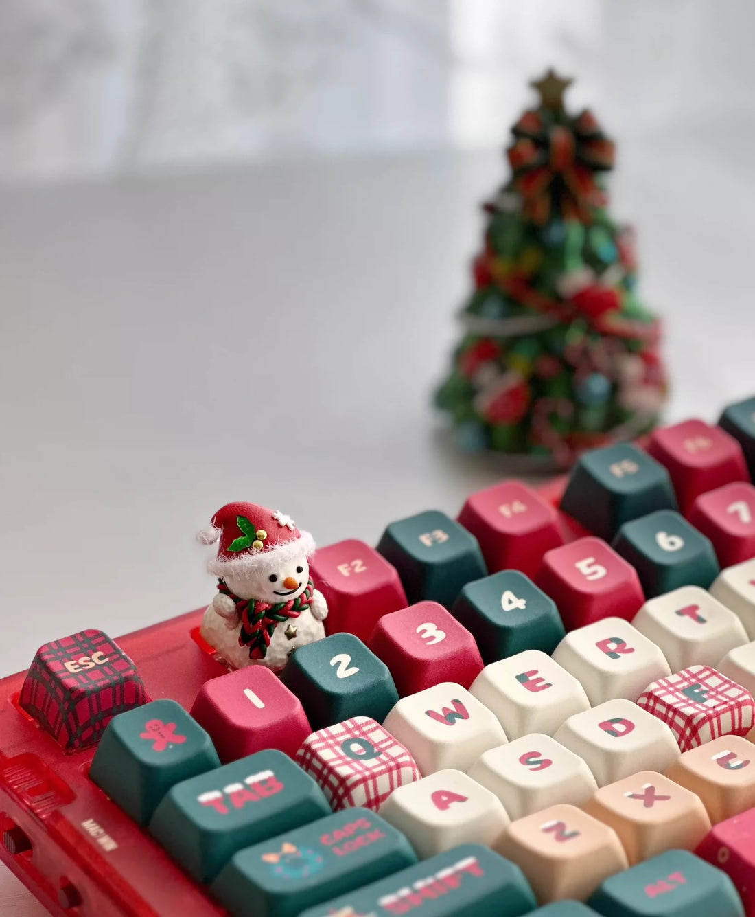 Christmas Snowman Mechanical Keyboard Personalized Keycaps, Soft Clay Handmade Keycaps