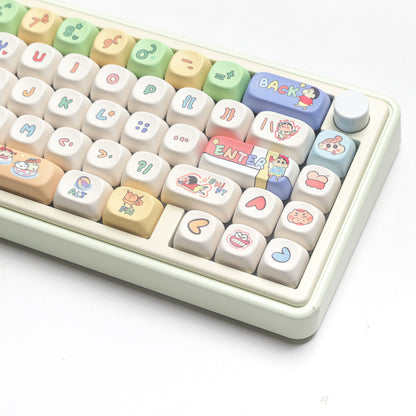 Crayon Shin chan keycaps MOG, MOA round height white cute MAC sublimation keycaps