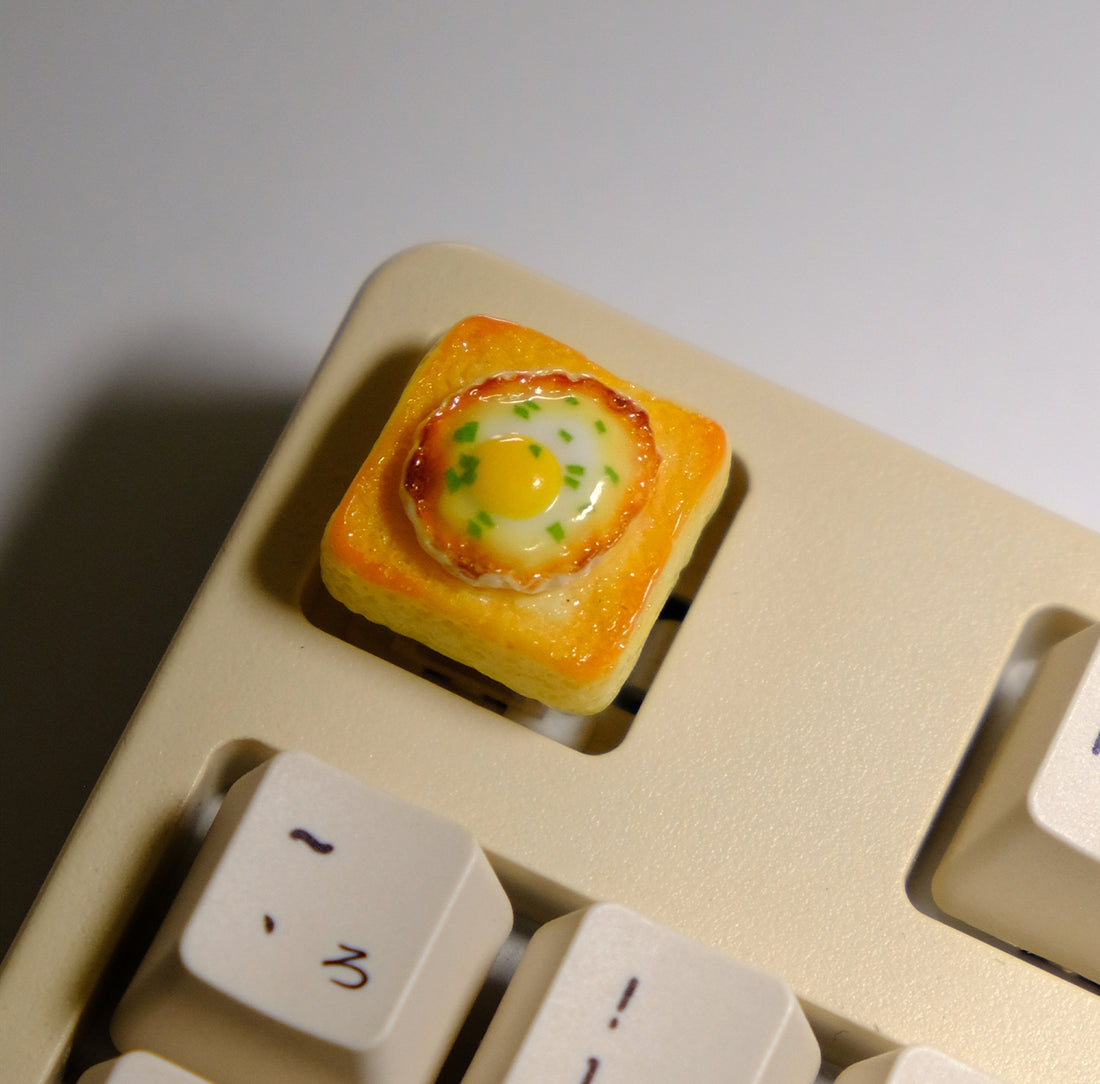 Super restored poached egg toast personalized peripheral handmade three-dimensional keycaps creative customization keycaps