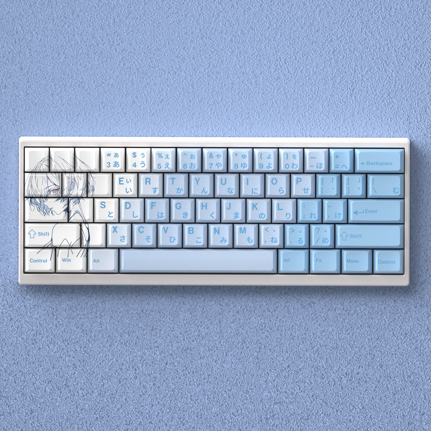 EVA, Ayanami Rei Anime Character Keycaps Original Factory Height Side Engraved Transparent Keycaps PBT Side Transparent Personalized Set Keys