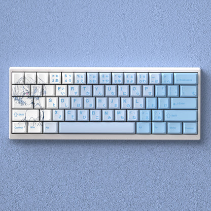 EVA, Ayanami Rei Anime Character Keycaps Original Factory Height Side Engraved Transparent Keycaps PBT Side Transparent Personalized Set Keys