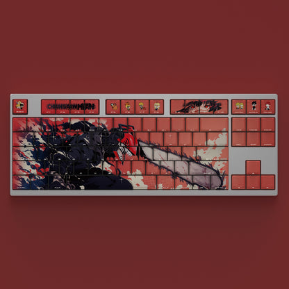 Chainsaw Man, Denji suit keycap, chainsaw man theme keycap, anime side engraved transparent characters