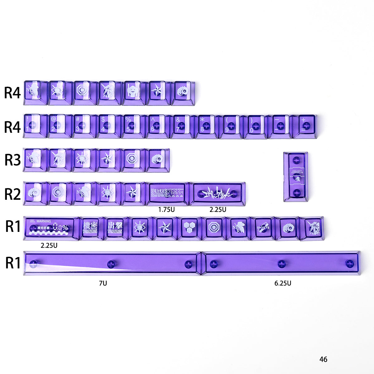 EVA mecha themed mechanical keyboard keycaps complete set PBT sublimation/PC transparent transfer printing factory height