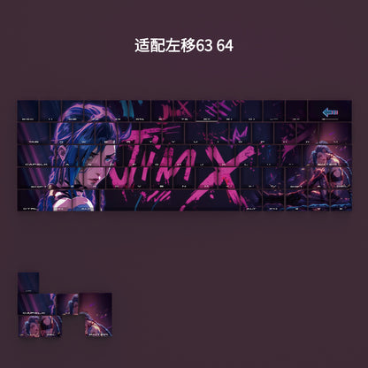 Jinx side transparent mechanical keyboard key cap anime PBT thermal sublimation original factory height